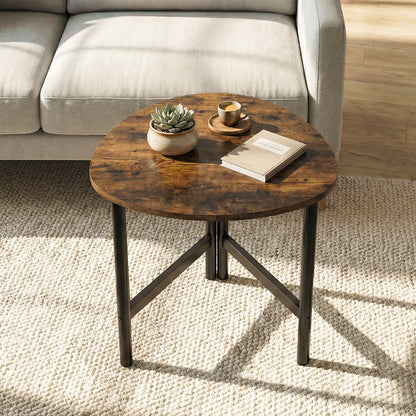 Coffee Table Triangle Center Table with Metal Legs Industrial Accent Sofa Table-Rustic Brown