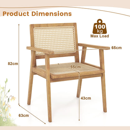 Comfortable Wood Dining Chair with Curved Backrest for Backyard Porch Balcony