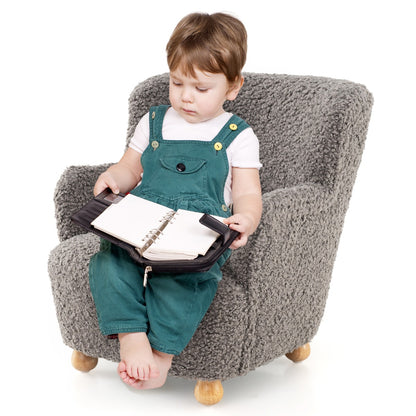 Comfy Toddler Armchair with Solid Rubber Wood Legs-Grey