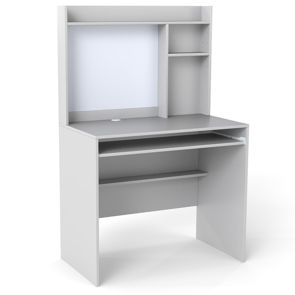 Computer Desk with Magnetic Bulletin Board and Keyboard Tray-Grey