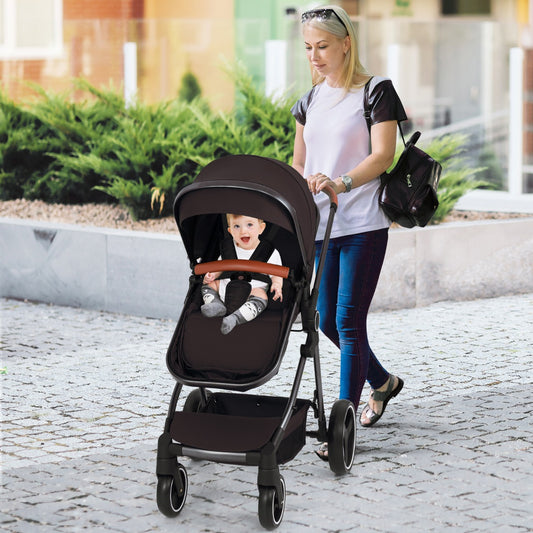 Convertible Baby Stroller with Footmuff and Extendable Canopy-Black