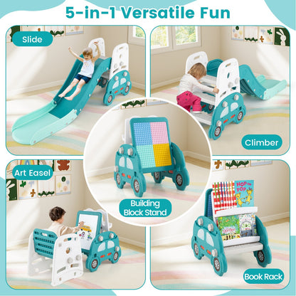 5 in 1 Convertible Kids Art Easel with Double-Sided Magnetic Dry Erase-Green & White