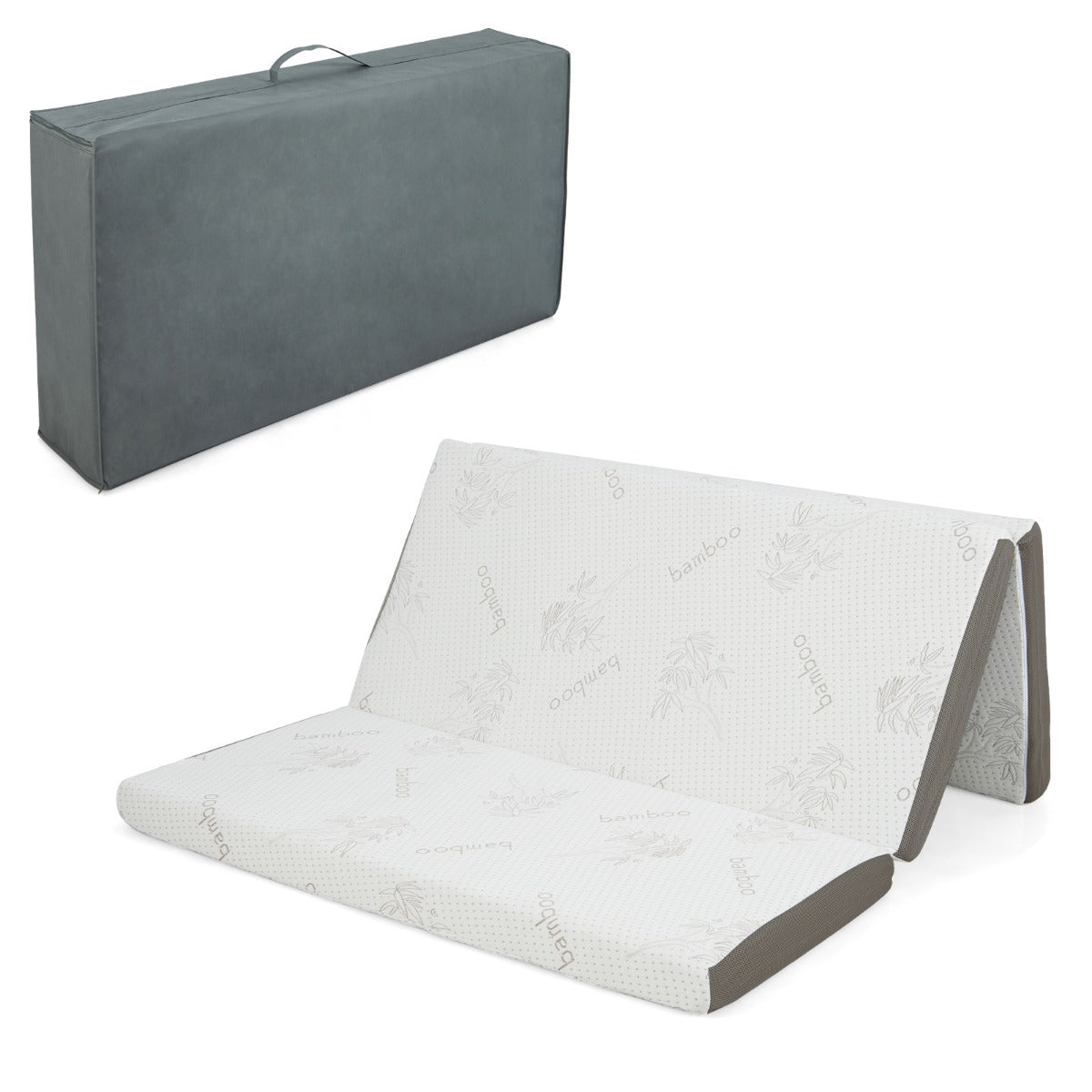 Cooling Gel Memory Foam Folding Mattress with Bamboo Cover and Mesh Border Fabric-M
