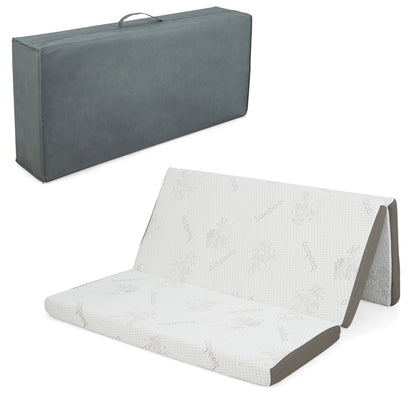 Cooling Gel Memory Foam Folding Mattress with Bamboo Cover and Mesh Border Fabric-L