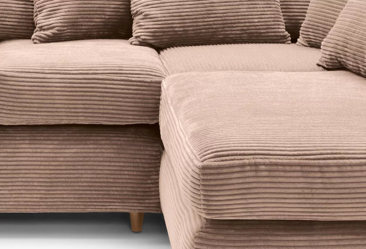 Jasmine Jumbo Cord Corner Sofa - Rigth Arm Brown