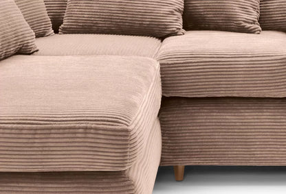 Jasmine Jumbo Cord Corner Sofa - Left Arm Brown