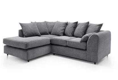 Jasmine Jumbo Cord Corner Sofa - Left Arm Grey