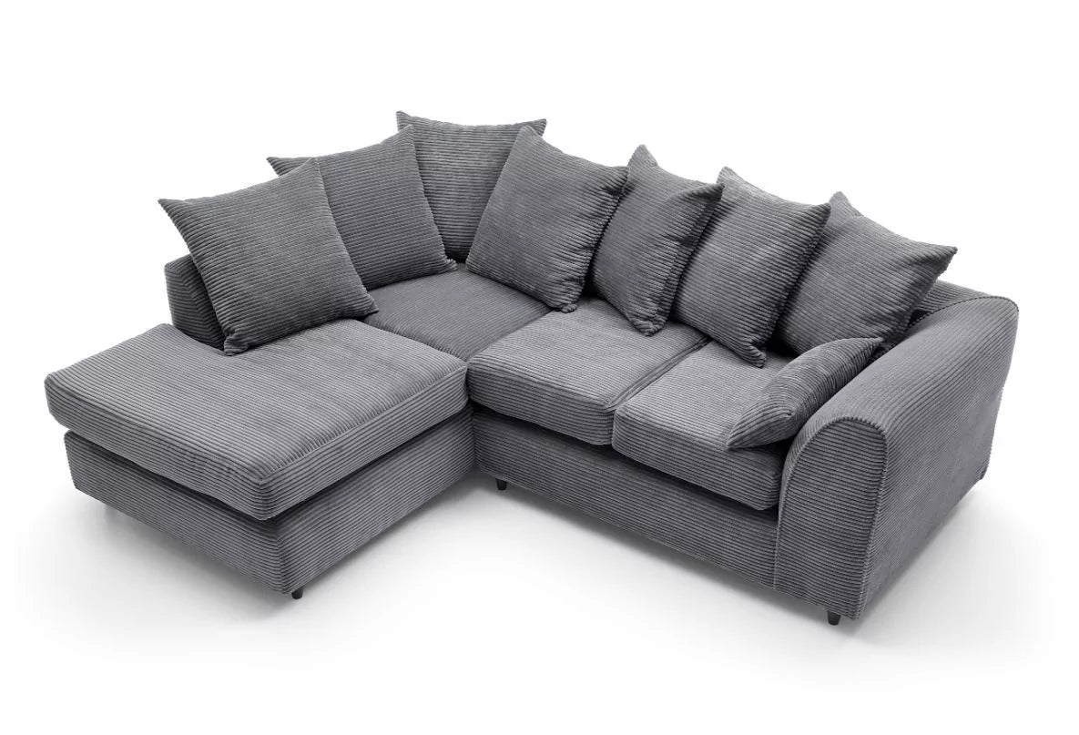 Jasmine Jumbo Cord Corner Sofa - Left Arm Grey