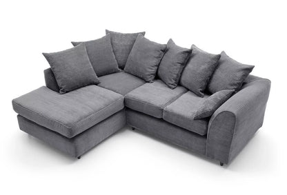 Jasmine Jumbo Cord Corner Sofa - Left Arm Grey
