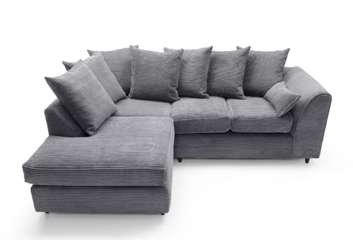 Jasmine Jumbo Cord Corner Sofa - Left Arm Grey