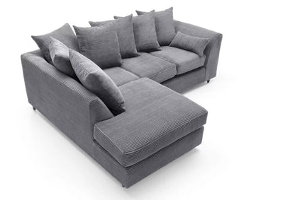 Jasmine Jumbo Cord Corner Sofa - Left Arm Grey
