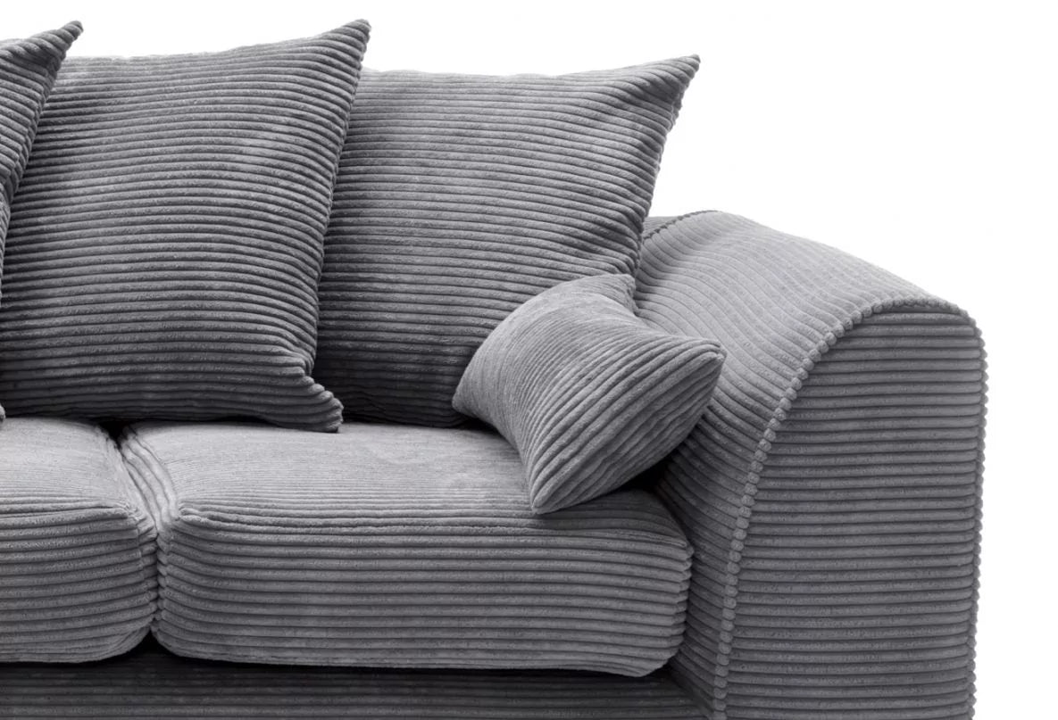 Jasmine Jumbo Cord Corner Sofa - Left Arm Grey