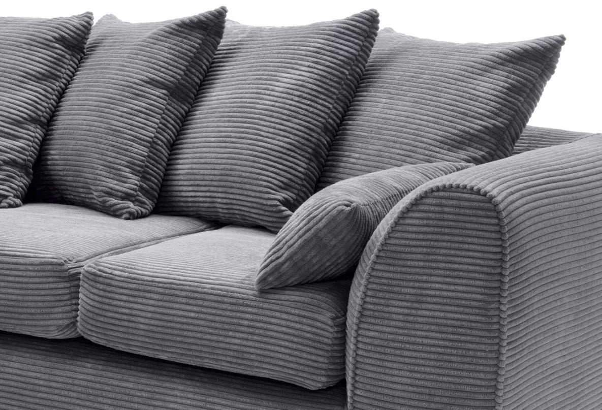 Jasmine Jumbo Cord Corner Sofa - Left Arm Grey