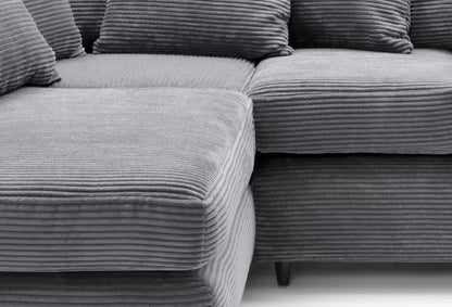 Jasmine Jumbo Cord Corner Sofa - Left Arm Grey