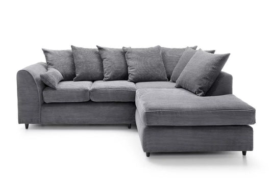 Jasmine Jumbo Cord Corner Sofa - Right Arm Grey