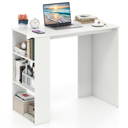 Computer Desk with Bookshelf for Study Living Room-White