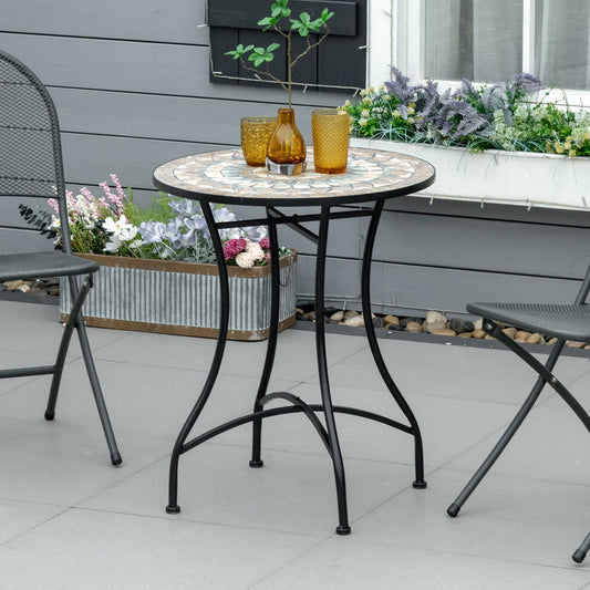 Outsunny Î¦60cm Mosaic Outdoor Patio Table - Green