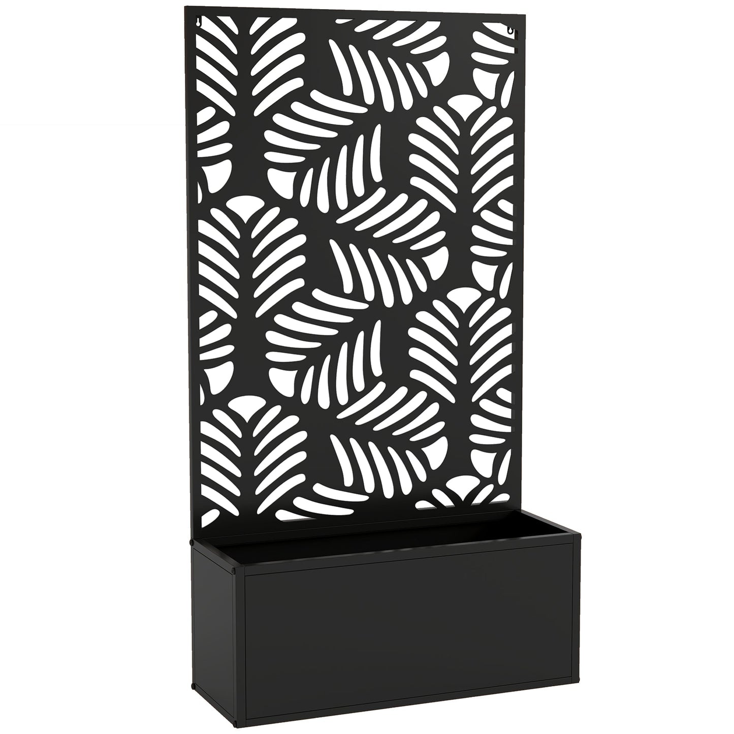 Outsunny Metal Garden Bed for Garden with Trellis, Wall Mounted or Freestanding Raised Planter with Privacy Screen