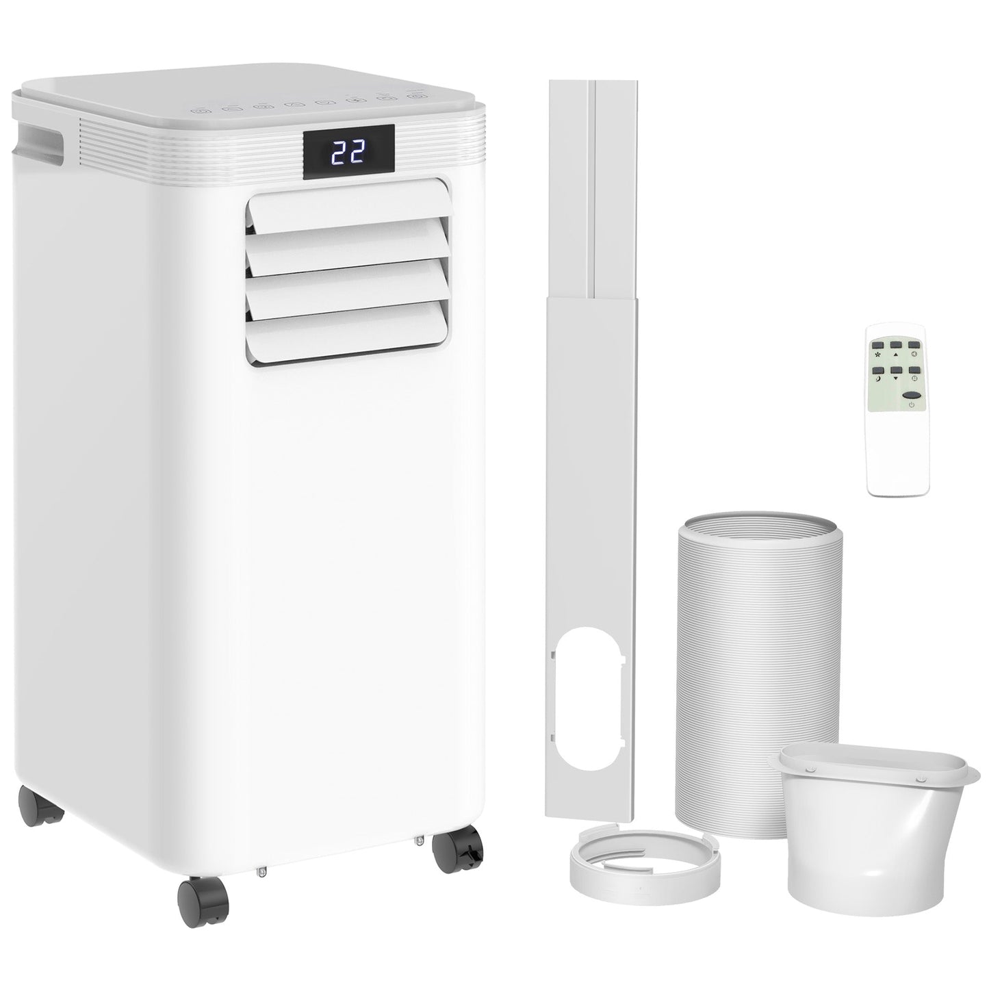 HOMCOM 8000 BTU Air Conditioning Unit, 3-in-1 Portable Air Conditioner, Dehumidifier, Cooling Fan with Remote Control, Digital Display, 2 Speeds, 24H Timer, Window Venting Kit, 18mÂ²