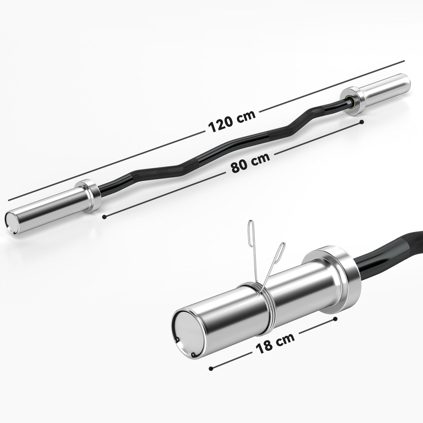SPORTNOW 120cm EZ Barbell Bar for 5cm Weight Plates, with Spring Clips, 8kg