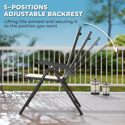 Outsunny Set of Two Rattan Reclining Garden Chairs - Multicolour