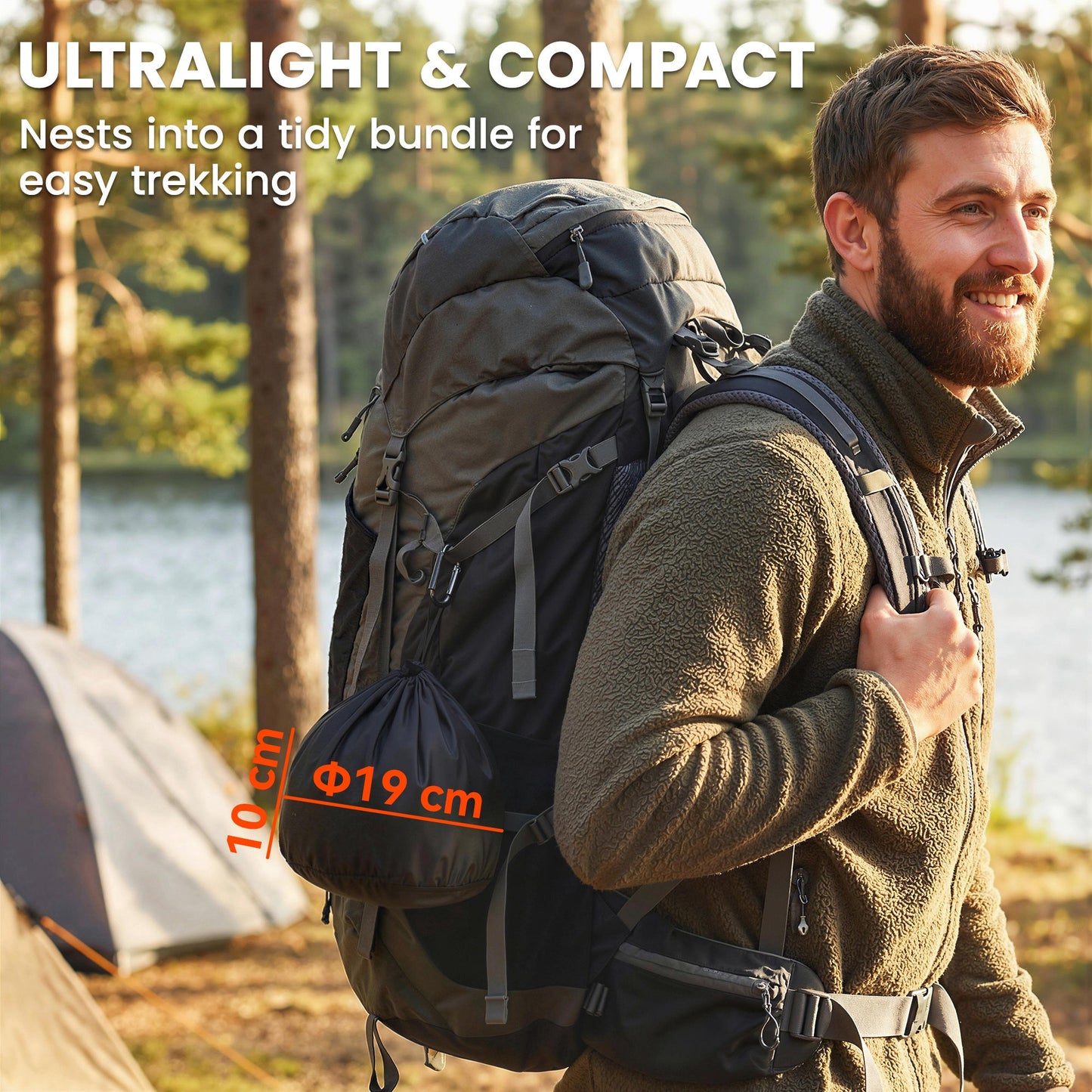 Outsunny Camping Cookware Set for 2-3 People, Ultralight Aluminium Camping Cooking Kit with Anti-Scald Handles, Grey