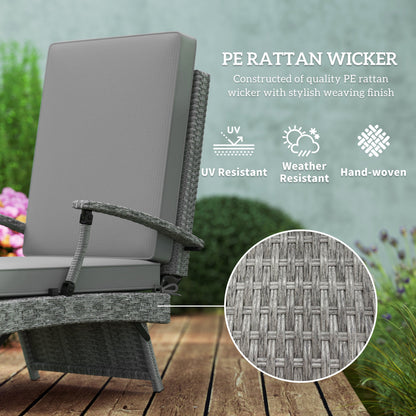 Outsunny 80Â° Reclining Rattan Lounger - Grey