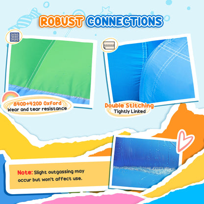 AIYAPLAY 8 in 1 Inflatable Bounce House with 680W Blower, Slide, 2 Pools, Basketball Hoop, Climbing Wall, Water Gun, Ring Toss