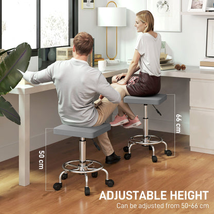 HOMCOM Faux Leather Padded Salon Stool - Grey