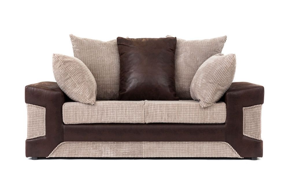 Denzel Jumbo Cord Fabric Corner Sofa - Brown and Beige