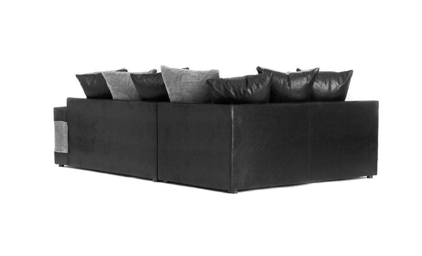 Denzel Jumbo Cord Fabric Corner Sofa - Brown and Beige