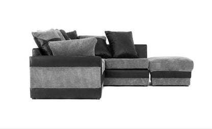 Denzel Jumbo Cord Fabric Corner Sofa - Brown and Beige