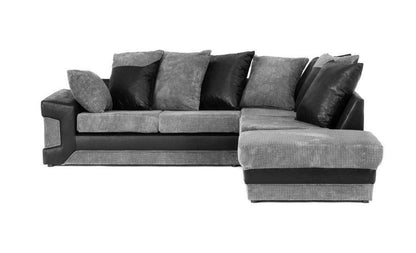 Denzel Jumbo Cord Fabric Corner Sofa - Brown and Beige