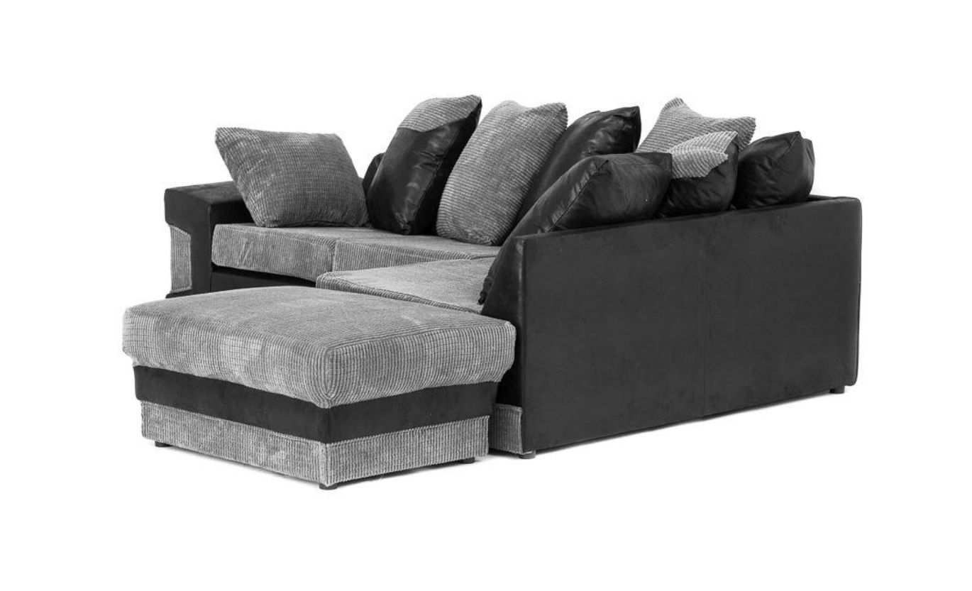 Denzel Jumbo Cord Fabric Corner Sofa - Brown and Beige