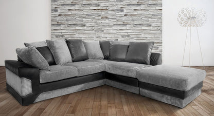 Denzel Jumbo Cord Fabric Corner Sofa - Brown and Beige