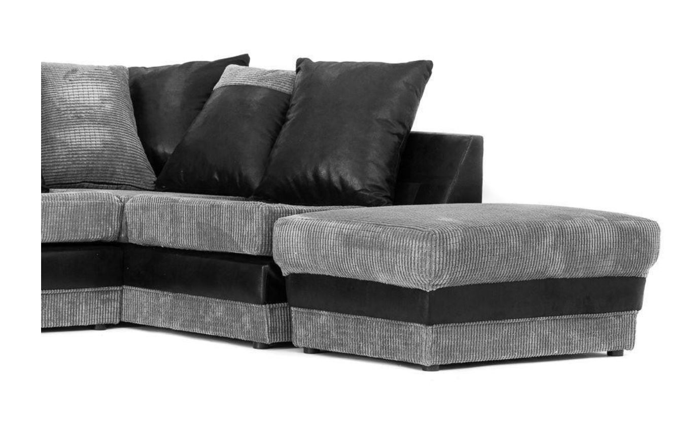 Denzel Jumbo Cord Fabric Corner Sofa - Brown and Beige