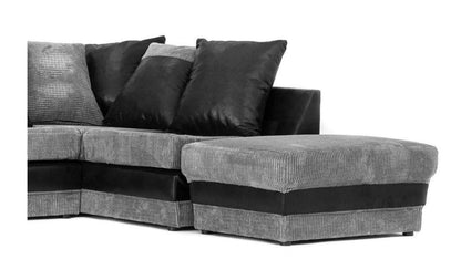 Denzel Jumbo Cord Fabric Corner Sofa - Brown and Beige