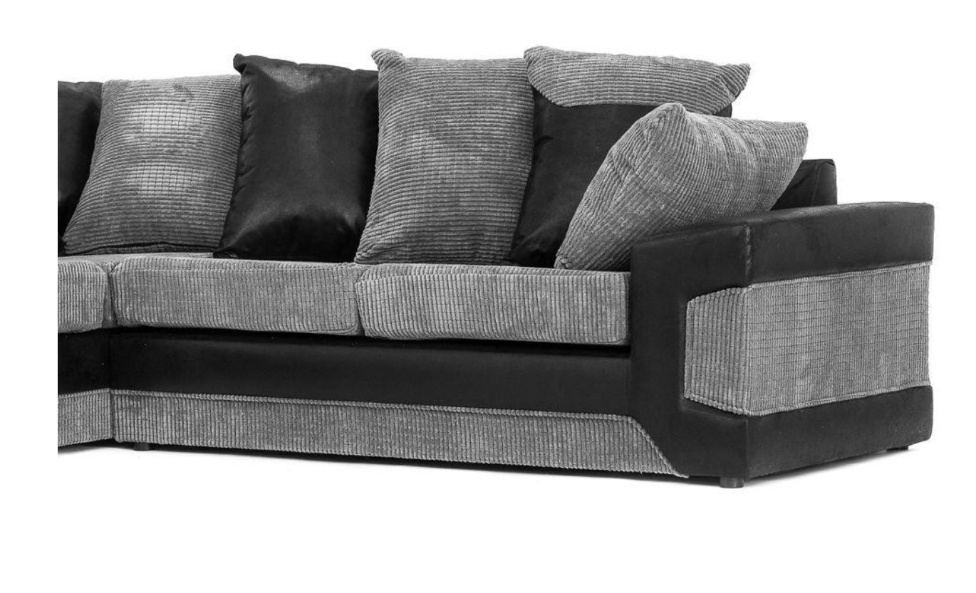 Denzel Jumbo Cord Fabric Corner Sofa - Brown and Beige
