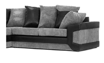 Denzel Jumbo Cord Fabric Corner Sofa - Brown and Beige