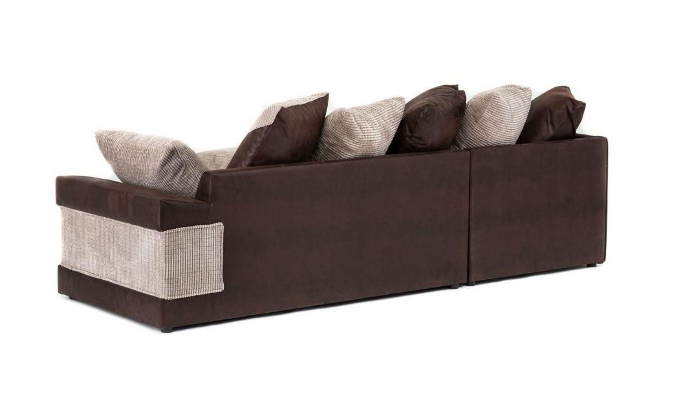 Denzel Jumbo Cord Fabric Corner Sofa - Brown and Beige