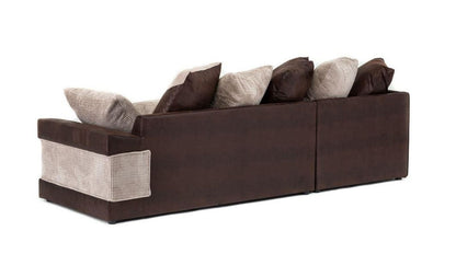 Denzel Jumbo Cord Fabric Corner Sofa - Brown and Beige