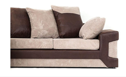 Denzel Jumbo Cord Fabric Corner Sofa - Brown and Beige