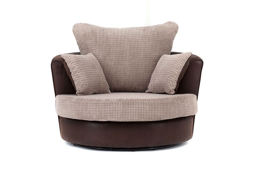 Denzel Jumbo Cord Fabric Corner Sofa - Brown and Beige