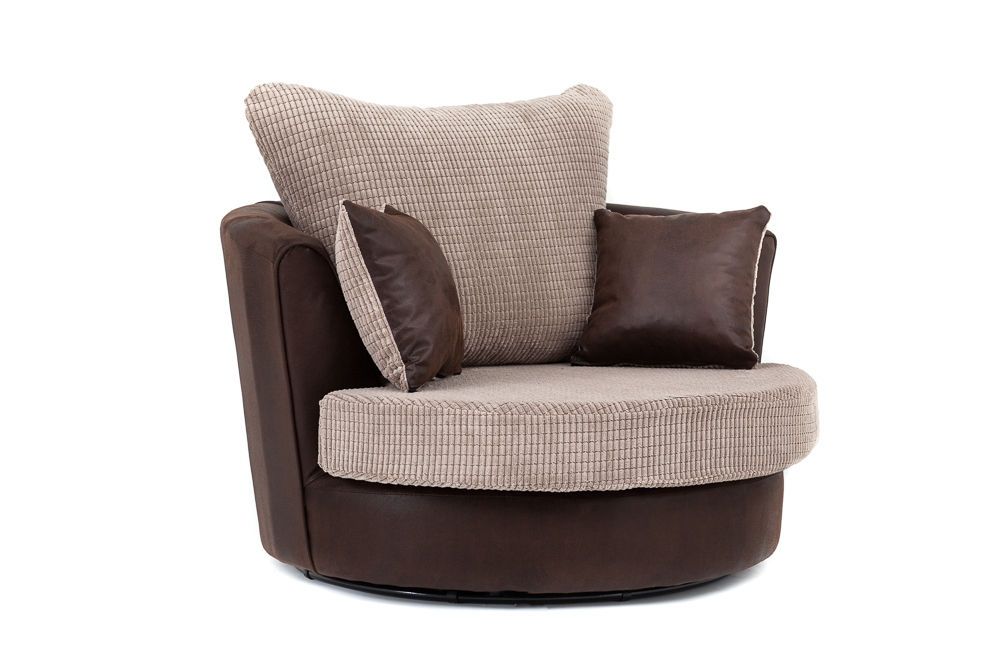 Denzel Jumbo Cord Fabric Corner Sofa - Brown and Beige