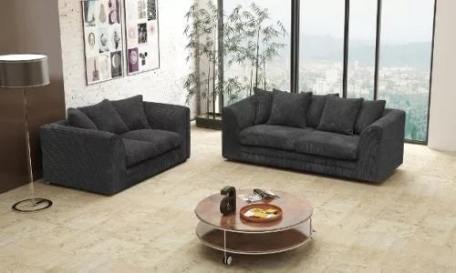 Desmond Jumbo Cord 3 Seater and 2 Seater Sofa Set - Black and Other Colours