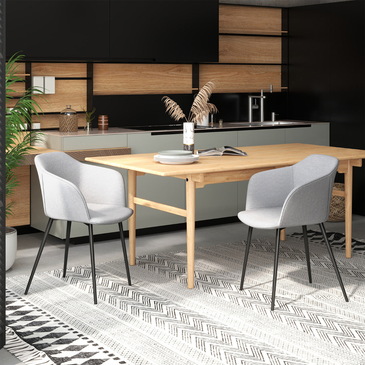 Dining Chairs Set of 4 with Ergonomic Backrest Design and Wide Armrest-White