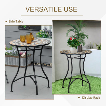 Outsunny Î¦60cm Mosaic Outdoor Patio Table - Grey