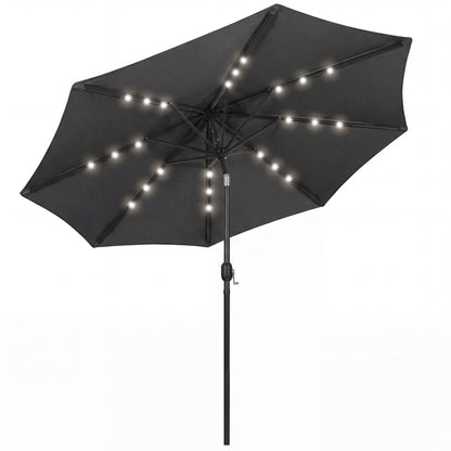 Outsunny 2.6 m Garden Parasol Umbrella with LED Solar Light, Parasol Cover, Outdoor Market Patio Umbrella, Black
