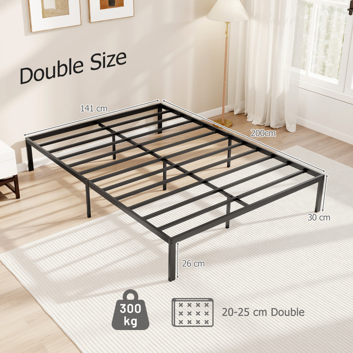 Double Size Metal Bed Frame for Easy Assembly