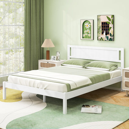 Double Size Wood Bed Frame with Headboard with Wooden Slats Support-Full Size
